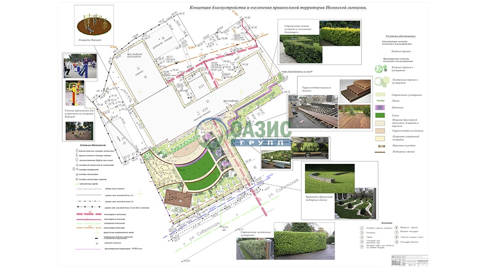 Пример 2. Концепция благоустройства и озеленения пришкольной территории Ногинской гимназии